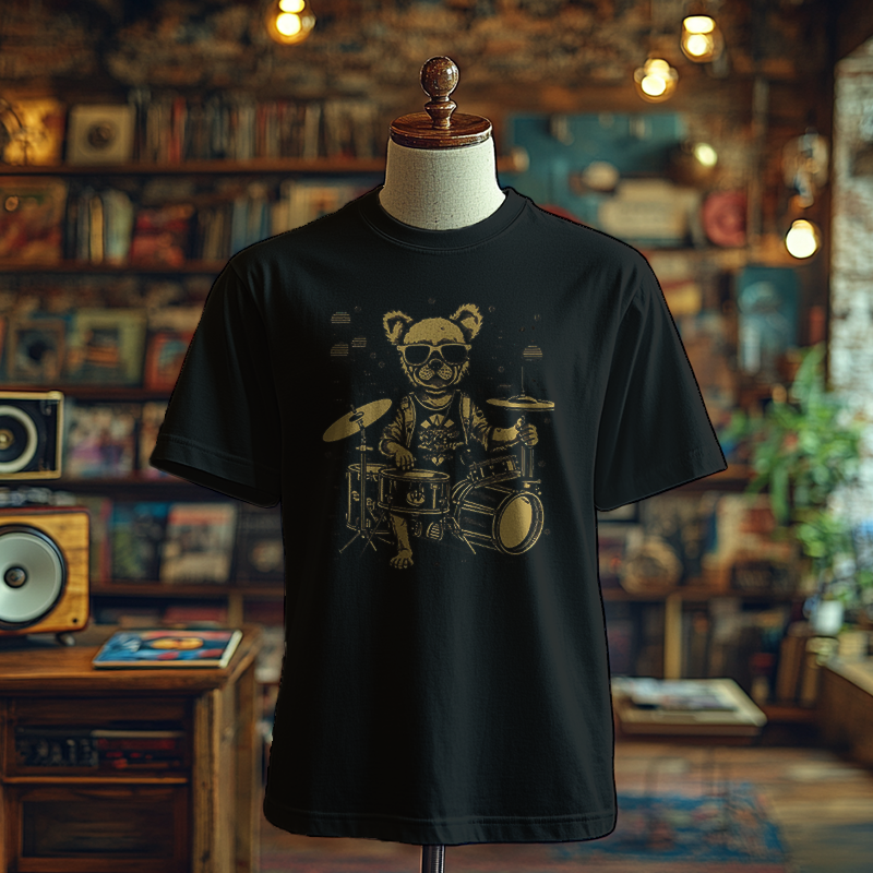 Groovy Drummer Bear - T-Shirt