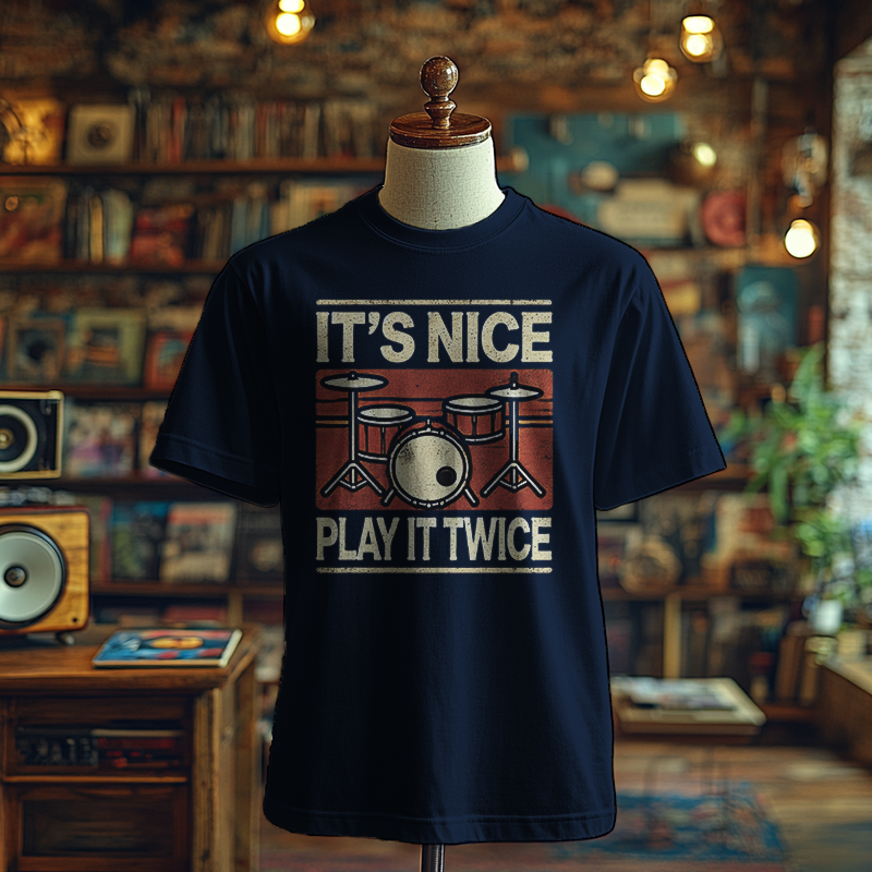 Play it Twice Drum Funky T-shirts, Funky Printed T-Shirts, Funky Shirts for Men and Woman