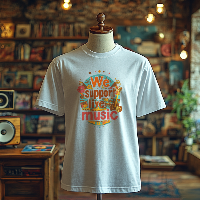 We Support Live Music Funky T-shirts, Funky Printed T-Shirts, Funky Shirts for Men and Woman